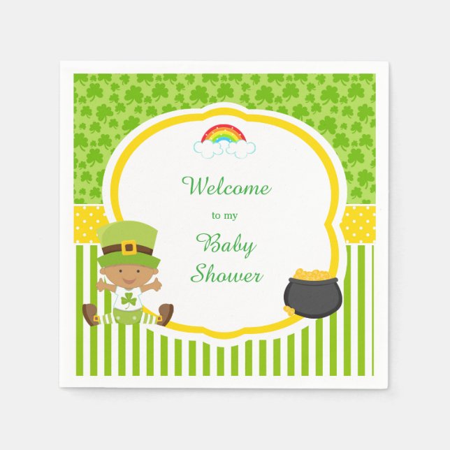 Serviette En Papier St Patrick's Day African American Boy Baby shower (Devant)