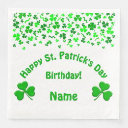 Serviette En Papier St Patrick's Day Birthday Shamrocks