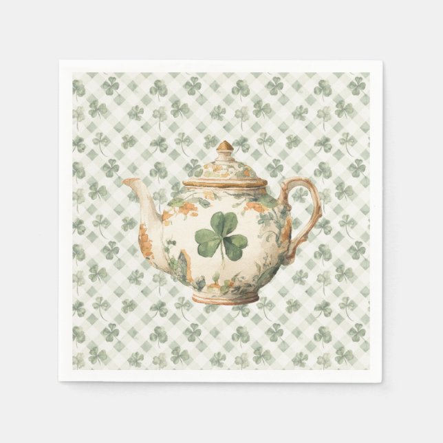 Serviette En Papier  St Patrick's Day Clover Tea Pot (Devant)