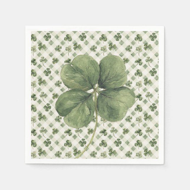 Serviette En Papier  St Patrick's Day Four Leaf Clover  (Devant)