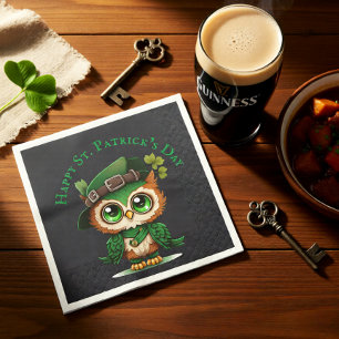 Serviette En Papier St. Patrick's Day Green Owl personnalisé