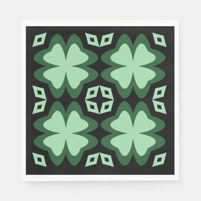 Serviette En Papier St Patrick's Day Lucky 4-leaf Clovers (Devant)