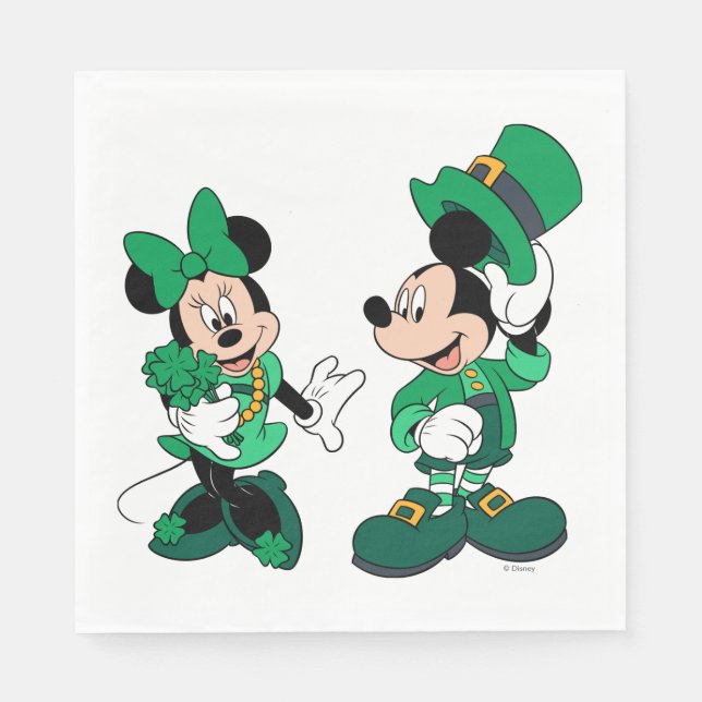 Serviette En Papier St. Patrick's Day Mickey et Minnie (Devant)