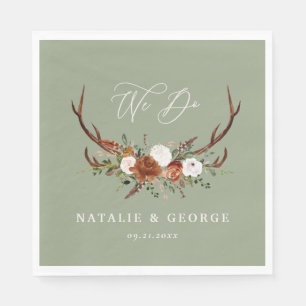 Serviette En Papier Stag rustique botanique mariage sauge vert floral