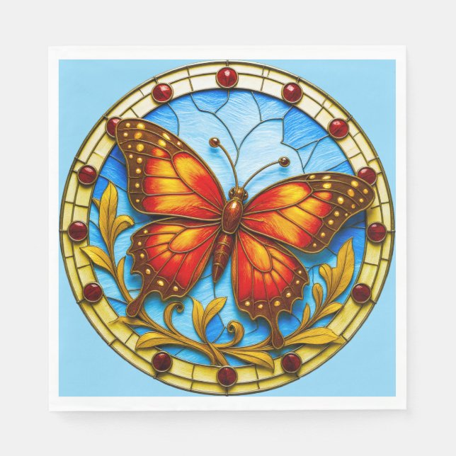 Serviette En Papier Stained glass window butterfly (Devant)