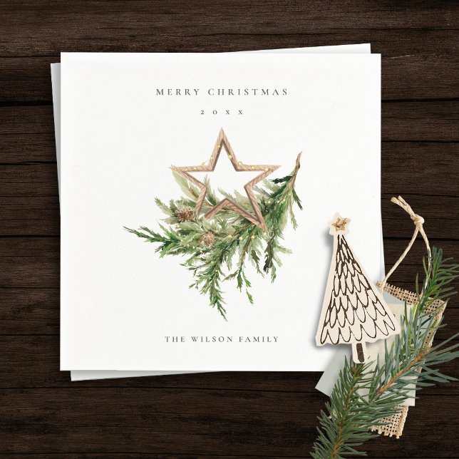 Serviette En Papier Star Orament Pine Branch Faune Joyeux Noël (Créateur téléchargé)