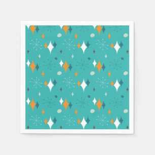 Serviette En Papier Starburst Mid Century Motif moderne en Turquoise