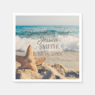 Serviette En Papier Starfish Beach Ocean Sand Between Toil Mariage