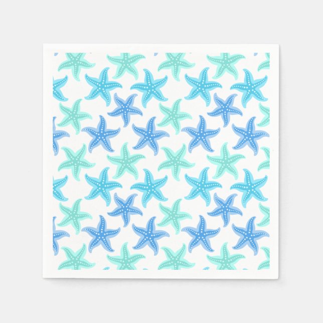 Serviette En Papier Starfish bleu et turquoise (Devant)