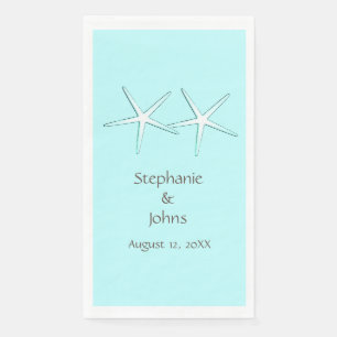 Serviette En Papier Starfish Cute Couple Turquoise Blue Grey Mariages 