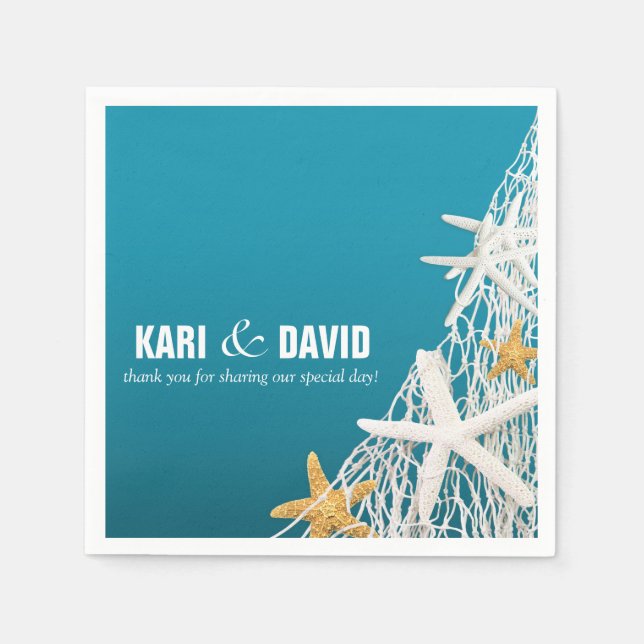 Serviette En Papier Starfish Netting Beach Cocktail Party | bleu azur (Devant)