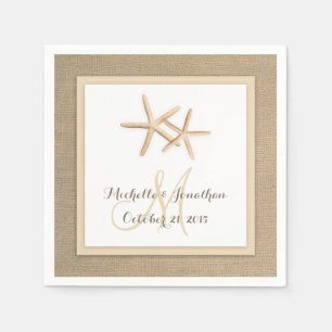 Serviette En Papier Starfish Rustic Burlap Beach Wedding Napkin