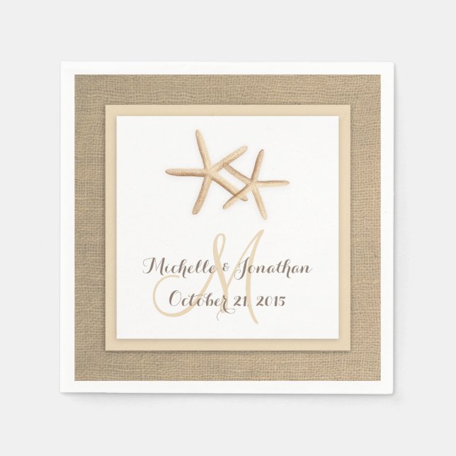 Serviette En Papier Starfish Rustic Burlap Beach Wedding Napkin (Devant)