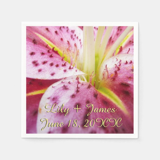 Serviette En Papier Stargazer Lily brillant Magenta Floral (Devant)