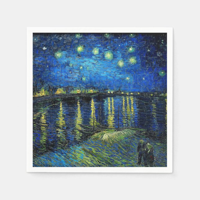 Serviette En Papier Starry Night Over the Rhone par Vincent Van Gogh (Devant)