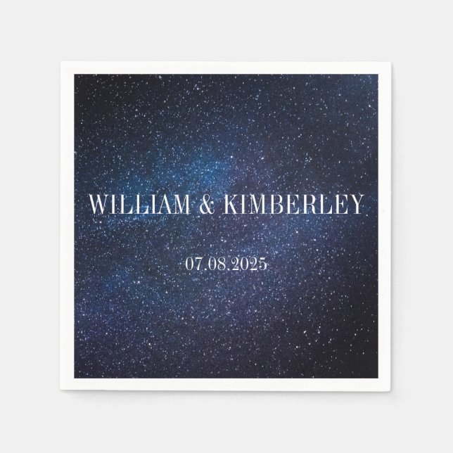 Serviette En Papier Starry Night Sky Galaxy Mariage élégant Napkin (Devant)