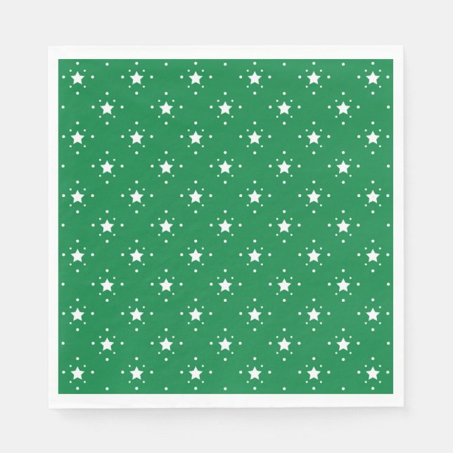 Serviette En Papier Stars Green Christmas Background (Devant)