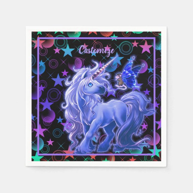Serviette En Papier Stars 'n Stuff Blue Unicorn (Devant)