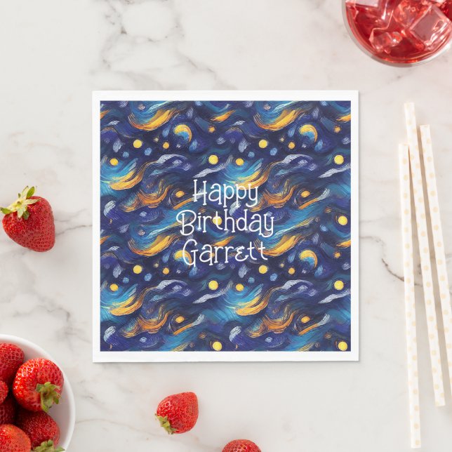 Serviette En Papier Stars Night Sky Anniversaire (En situation)