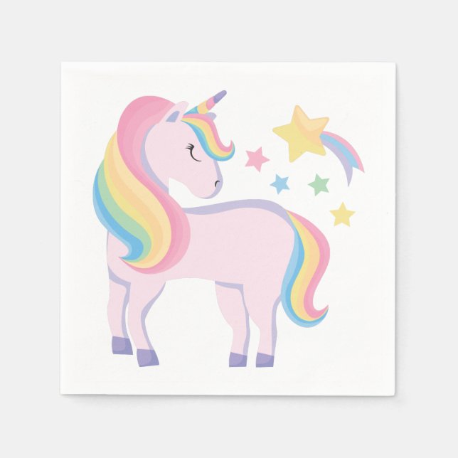 Serviette En Papier Stars & Rainbow Magical Unicorn Girl'Anniversaire (Devant)
