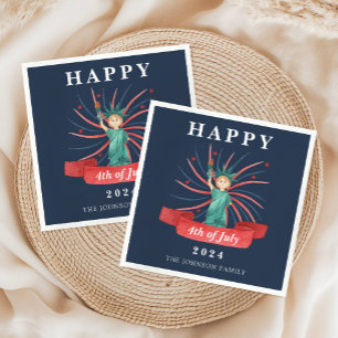 Serviette En Papier Statue Bleue De La Liberté Joyeuse 4 juillet