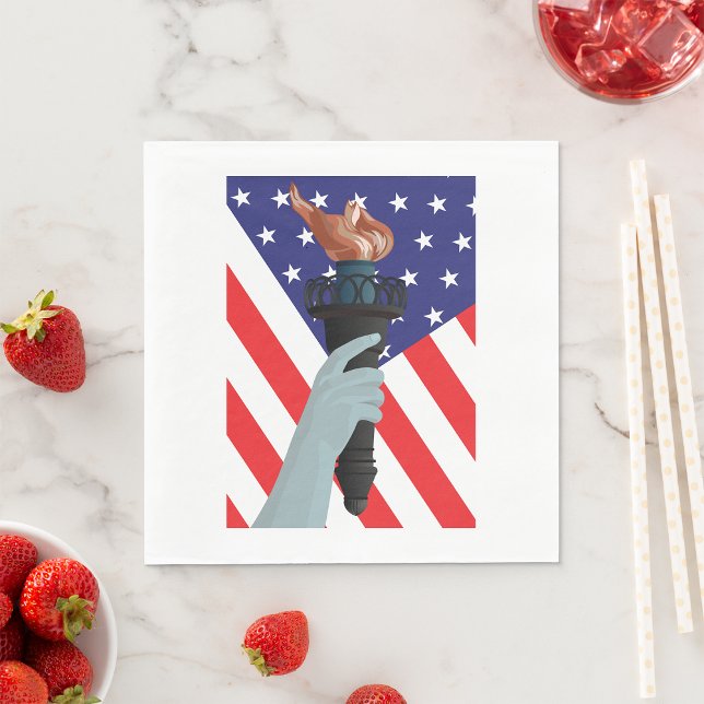 Serviette En Papier Statue de la Liberté Torch avec drapeau américain (Créateur téléchargé)