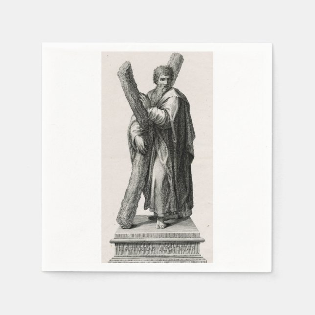 Serviette En Papier Statue de Saint André Apôtre avec croix (Devant)