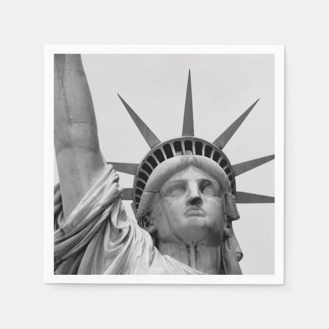 Serviette En Papier Statue noire et blanche de la Liberté (Devant)