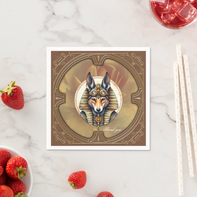 Serviette En Papier Steampunk Anubis Fox Portrait (En situation)