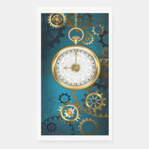 Serviette En Papier Steampunk Arrière - plan turquoise avec Gears