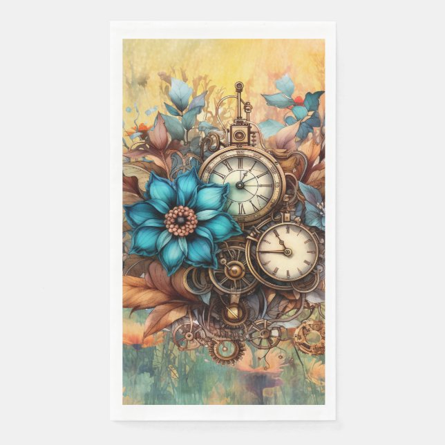 Serviette En Papier Steampunk Floral (Devant)