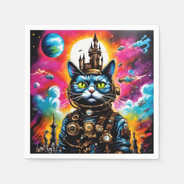 Serviette En Papier Steampunk Space Cat II (Devant)
