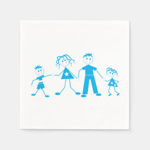 Serviette En Papier Stick Figure Family Napkins