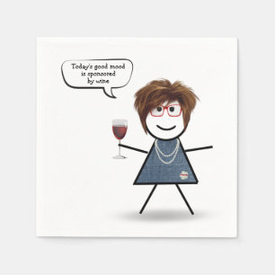 Serviette En Papier Stick Party Girl with Red Wine
