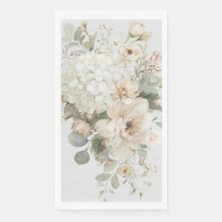 Serviette En Papier Sticker à arrangements floraux ivoire - Élégant