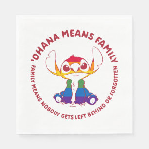 Serviette En Papier Stitch Ohana Means Family - Arc-en-ciel