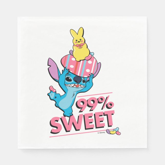 Serviette En Papier Stitch | Pâques - 99% sucré (Devant)