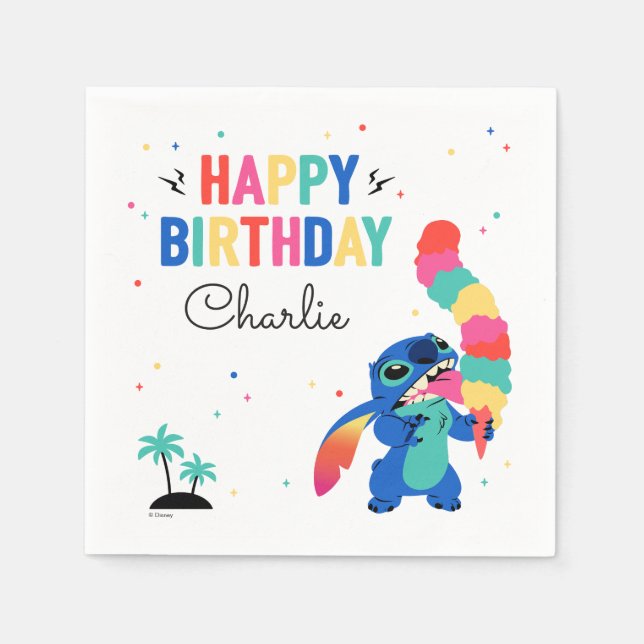 Serviette En Papier Stitch | Voici l'anniversaire de la crème glacée S (Devant)