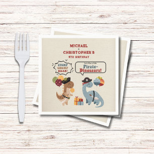 Serviette En Papier Stomp Chomp Roar Pirate Dinosaur Twin Boy Annivers