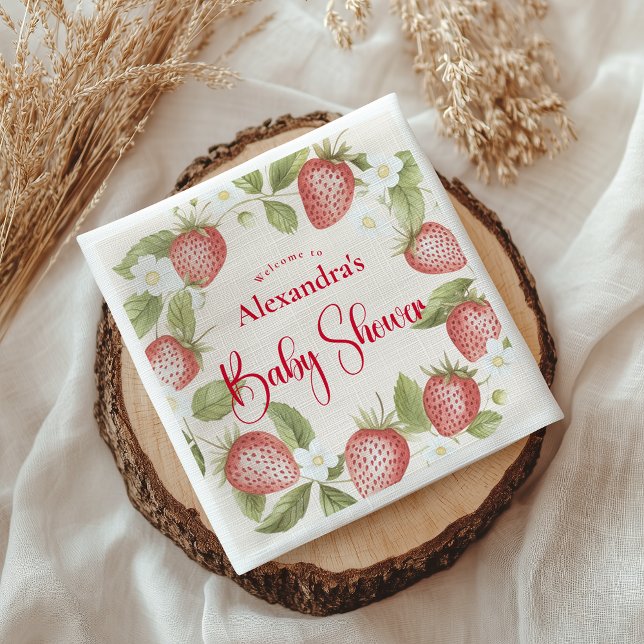 Serviette En Papier Strawberry Woodland Baby Shower (Créateur téléchargé)