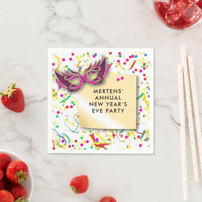 Serviette En Papier Streamers & Confetti New Year's Eve Party Paper (En situation)