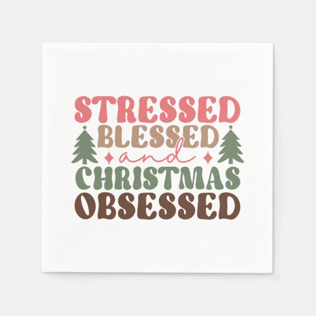 Serviette En Papier Stressé, béni et observé à Noël (Devant)