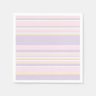 Serviette En Papier Stripes complexes - rose pastel, jaune et violet