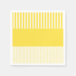Serviette En Papier Stripes de pop couleur - Citron jaune et blanc