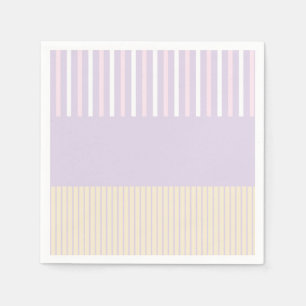 Serviette En Papier Stripes Pop Couleur - Rose Pastel, Jaune & Violet