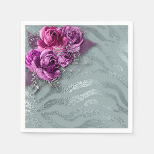 Serviette En Papier Stripes roses et zèbres