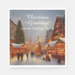 Serviette En Papier Style allemand Salutations de marché de Noël Kitsc