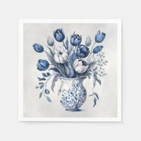 Style bleu et blanc Delft bouquet de tulipe design