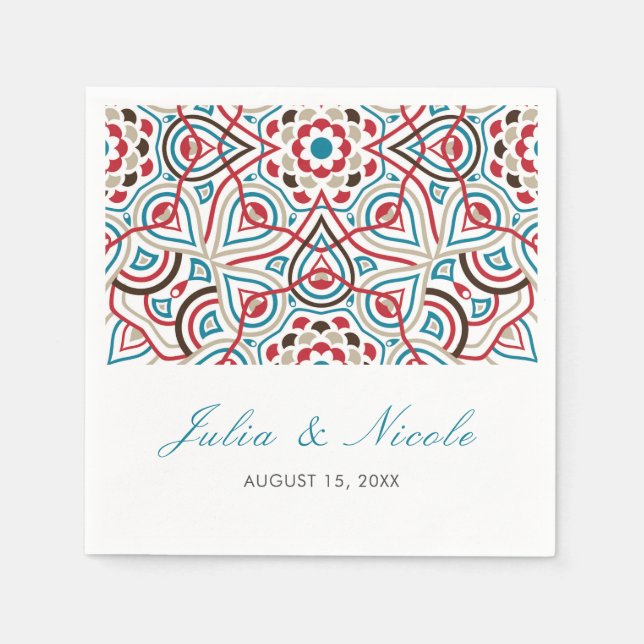 Serviette En Papier Style géométrique Étincelles Mariage métallique en (Devant)