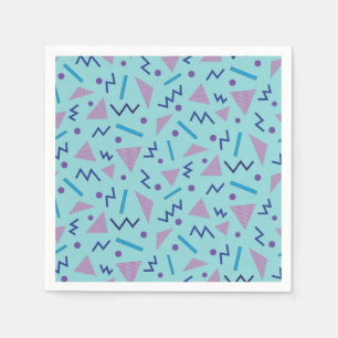 Serviette En Papier Style géométrique Memphis bleu des années 80 et 90